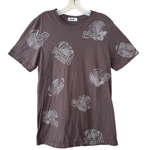 Mens Football Graphic Tee Medium Grey Rustee Distressed Print Sports Shirt
